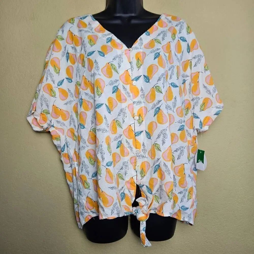 NWT Dip Linen Blend Pear Top